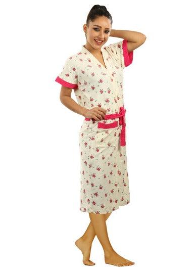 Red Rose Printed Bathrobe