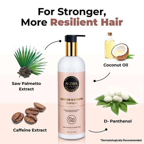 Caffeine and Keratin Shampoo with Niacinamide and Saw Palmetto Extract - Damage Control and Intense Repair - 500 ML