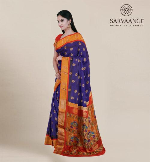 Pure Silk South Paithani In Purple