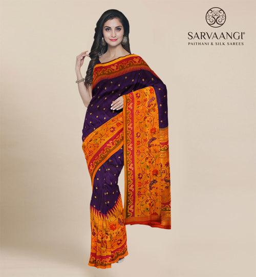 Pure Silk Yeola Paithani Saree in Purple