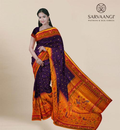 Pure Silk Yeola Paithani Saree in Purple