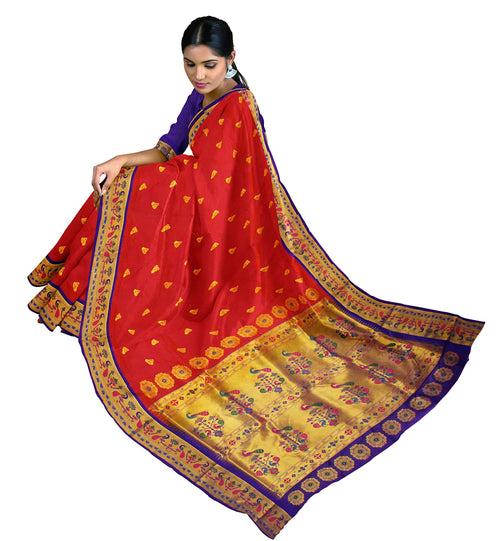 Pure Silk Paithani In Red