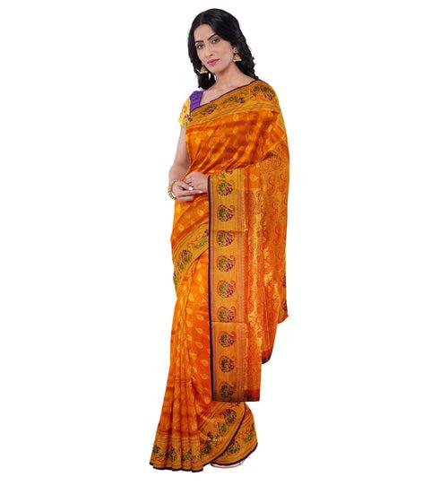 Pure Silk Paithani In Mango Yellow