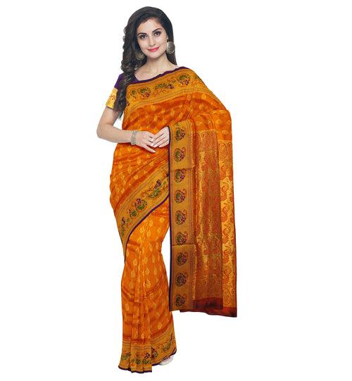 Pure Silk Paithani In Mango Yellow