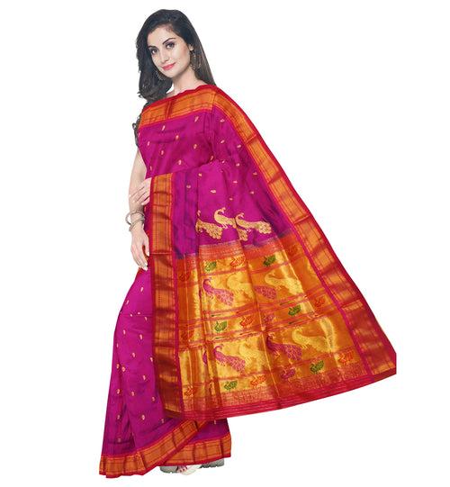 Pure Silk Paithani In Magenta