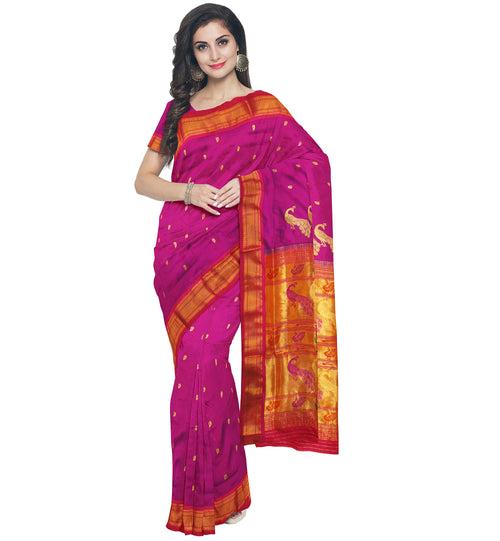 Pure Silk Paithani In Magenta