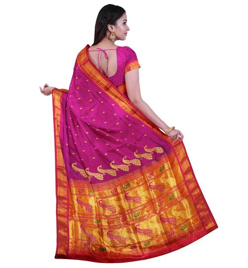 Pure Silk Paithani In Magenta