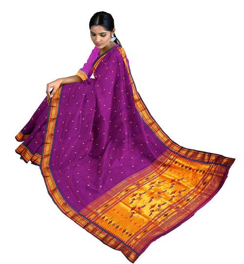 Pure Silk Paithani In Magenta