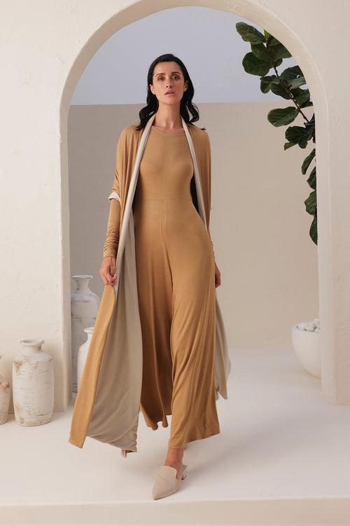 Sand Skin Sleeves Jumpsuit (Sand)