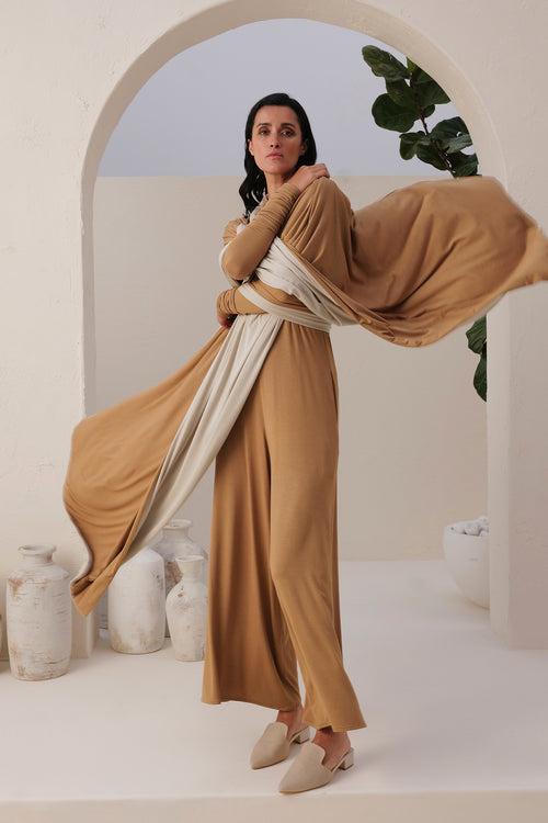 Sand Skin Sleeves Jumpsuit (Sand)