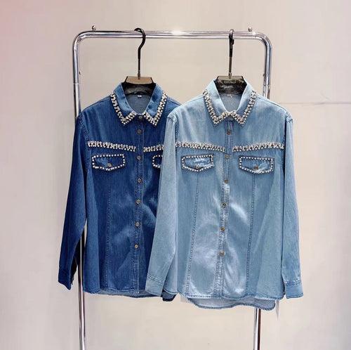 Denim Rhinestone Shirt