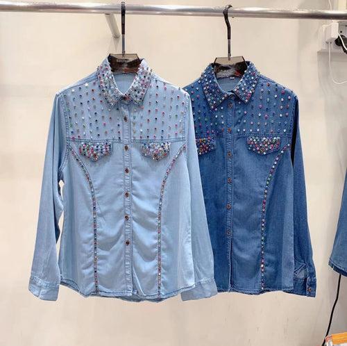 Denim Rhinestone Shirt