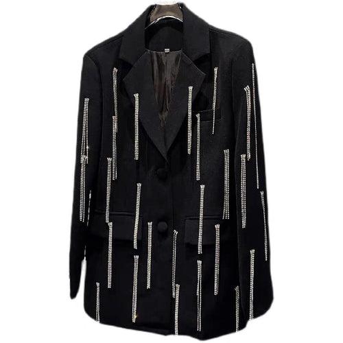 Luxury Rhinestone Fringe Blazer