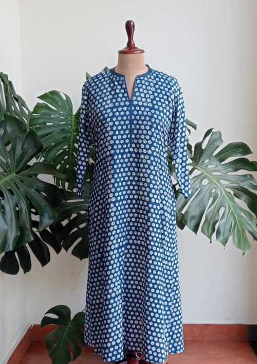 Indigo Iris/ Inky Blue Block Printed Kurta