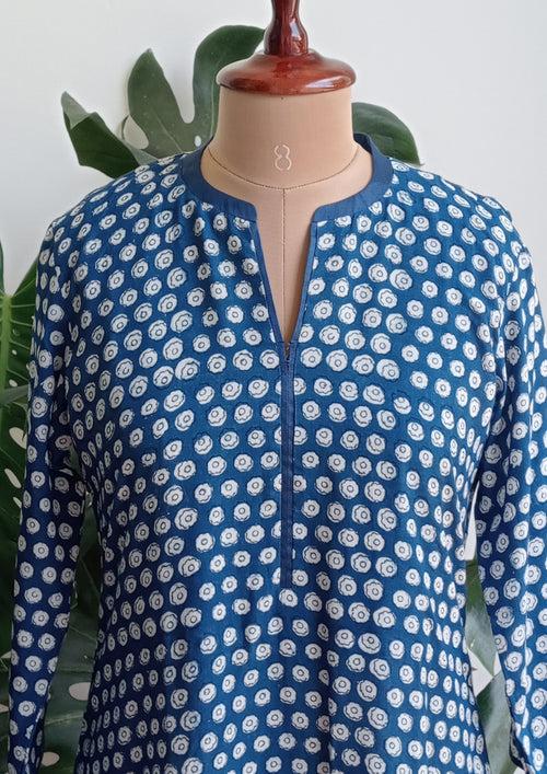 Indigo Iris/ Inky Blue Block Printed Kurta