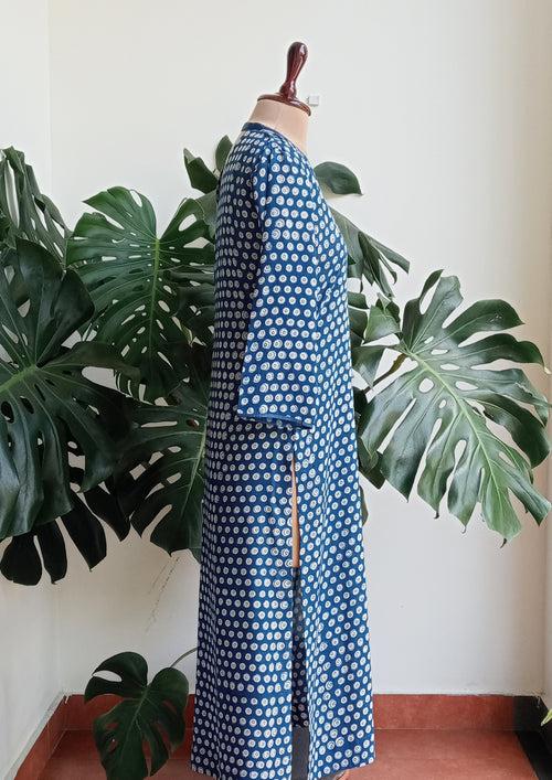 Indigo Iris/ Inky Blue Block Printed Kurta