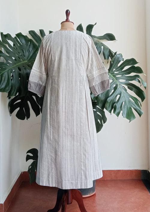 Fossil Grey and Ivory Striped Kurta