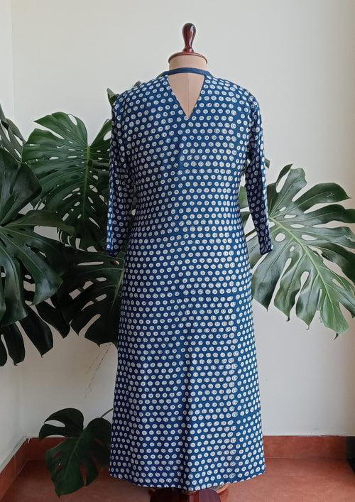 Indigo Iris/ Inky Blue Block Printed Kurta