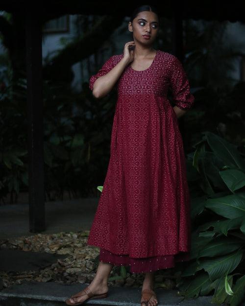 Claret Sambalpuri Ikat Handloom Dress