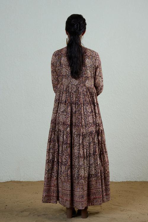 Beige and Dark Brown Dress