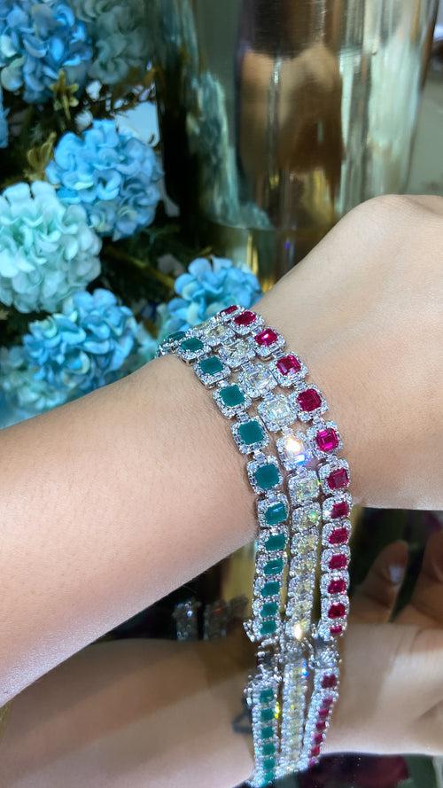 Asscher cut Colour Tennis Bracelets