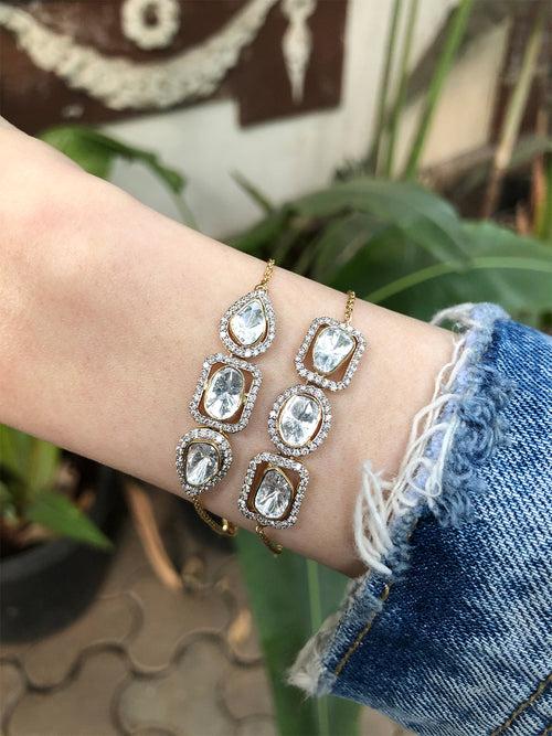 Polki Oval & Emerald Cut Bracelet