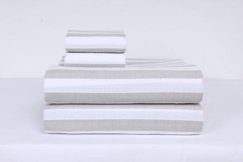 White and Gray Stripes Double Bedsheet