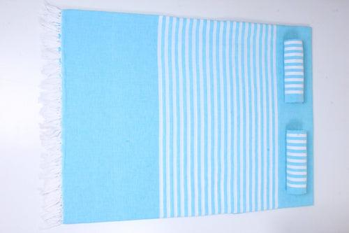 Sky Blue and White Stripes Double Bedsheet