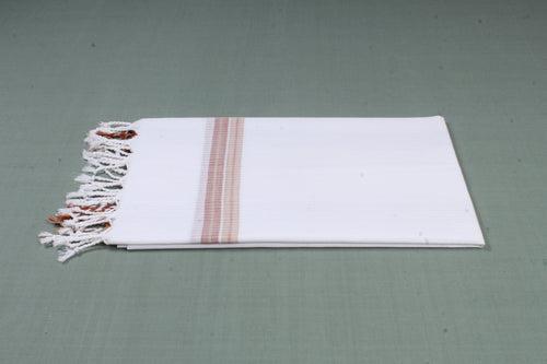 White Gamchha and Self Line Brown Border