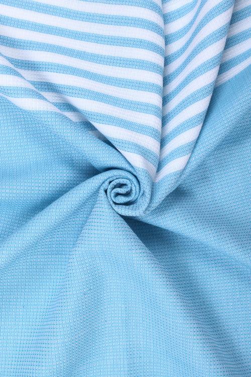 Sky Blue Ultra Soft Bath Towel with White Stripes