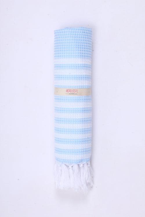 Sky Blue Ultra Soft Bath Towel with White Stripes