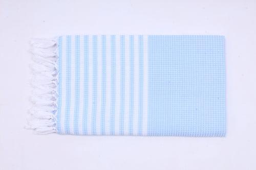 Sky Blue Ultra Soft Bath Towel with White Stripes