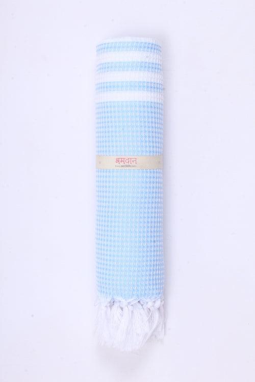 Sky Blue Ultra Soft Bath Towel with White Stripes