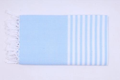 Sky Blue Ultra Soft Bath Towel with White Stripes