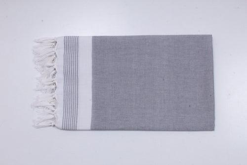 Iron Gray Ultra Soft Bath Towel with White Stripes