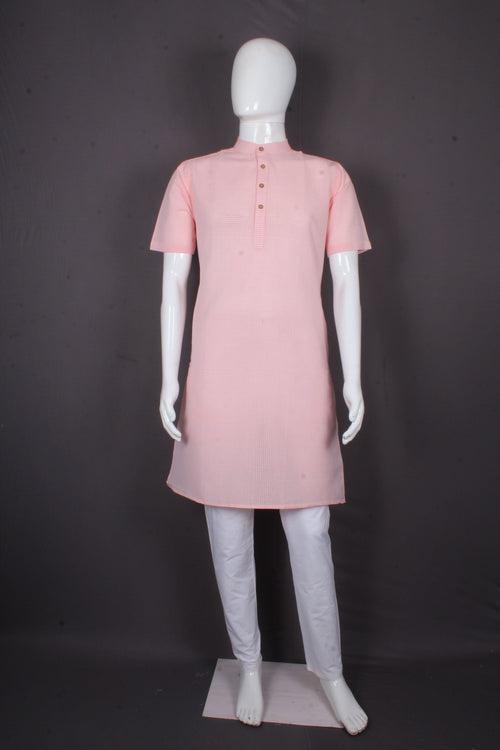 Lemonade Pink Half Sleeves Long Kurta