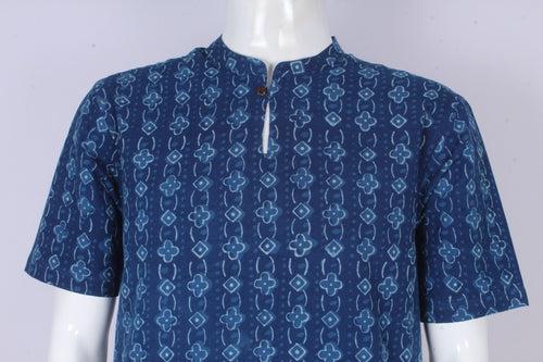 Men's Cotton Dabu Hand Block Printed Short Kurta