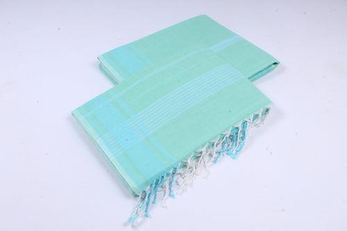 Sea Green Dobby Aahar Joda and Sky Blue Border