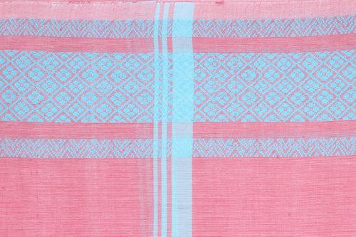 Cerise Pink Dobby Aahar Joda and Sky Blue Border