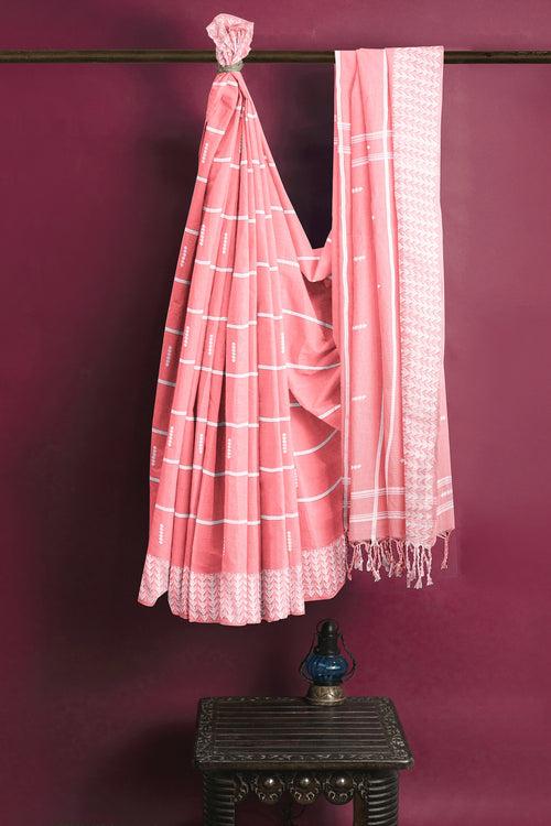 Punch Pink Dobby Saree with Butis