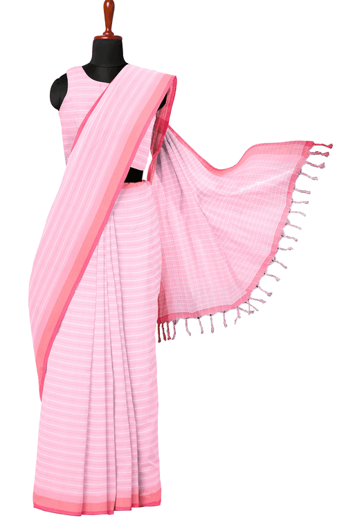 Pink Saree and Prench Pink, Magenta Border