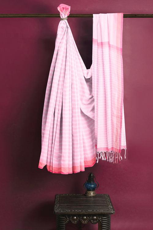 Pink Saree and Prench Pink, Magenta Border