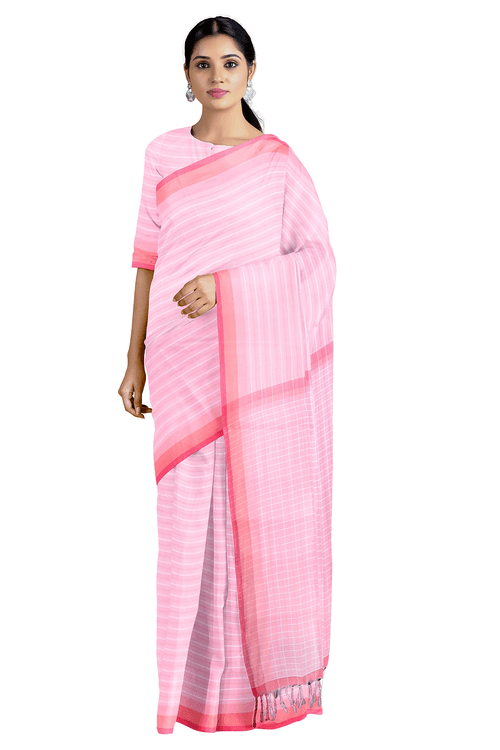 Pink Saree and Prench Pink, Magenta Border