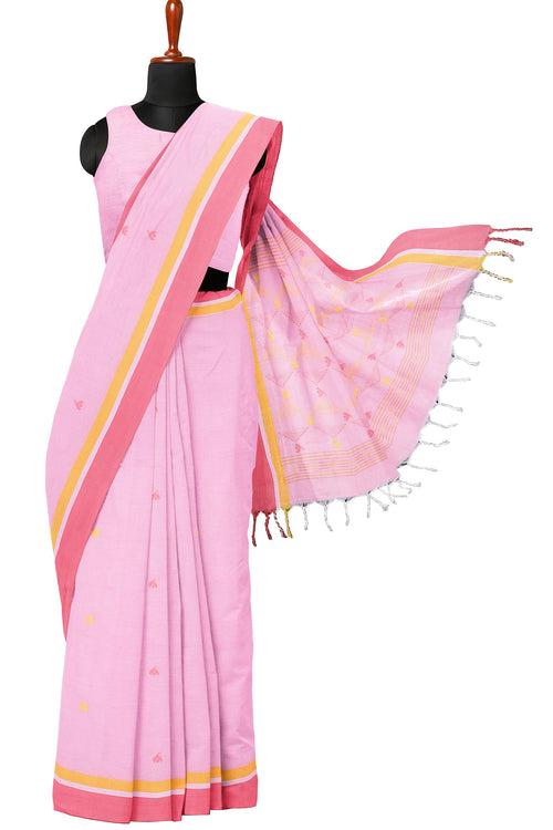 Light Pink Saree with Red Border and Butis