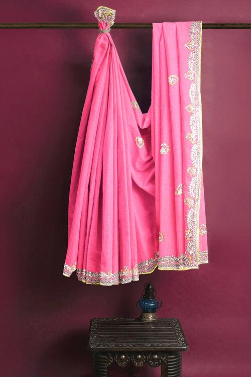 Hand Embroidered Zardozi Saree