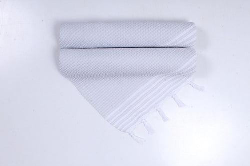 Pearl Gray Napkin with White Stripes