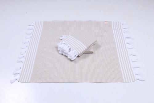 Cream Napkin with White Stripes