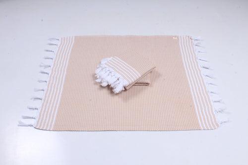 Light Peach Napkin with White Stripes