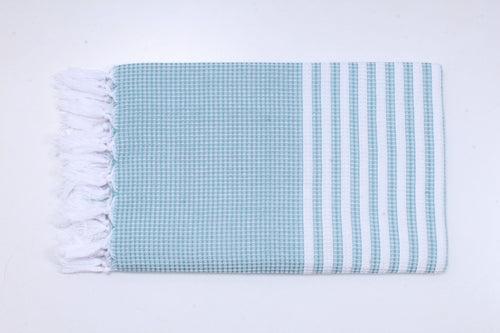 Sea Green and White Stripes Ultra Soft Bath Towel