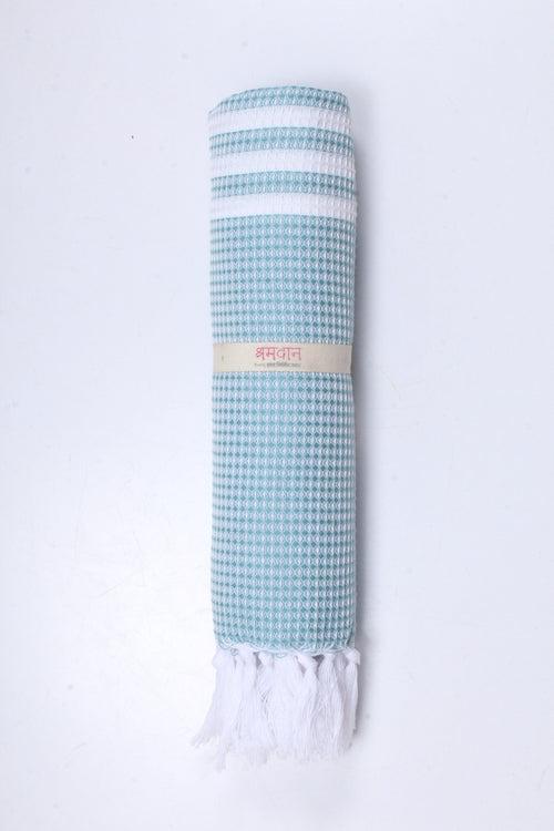 Sea Green and White Stripes Ultra Soft Bath Towel